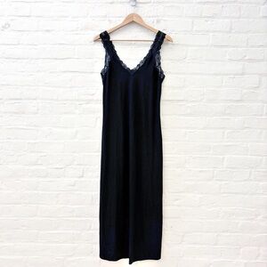 Peruvian Connection || Cecilia Nightgown Lace Trim Sheer Back Detail Black M NWT